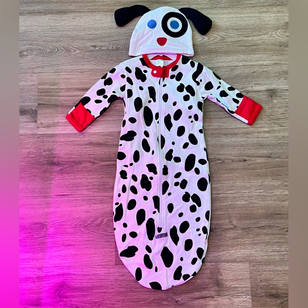 Dalmatian Print Sleep Sack and Hat, size 0-6 months
